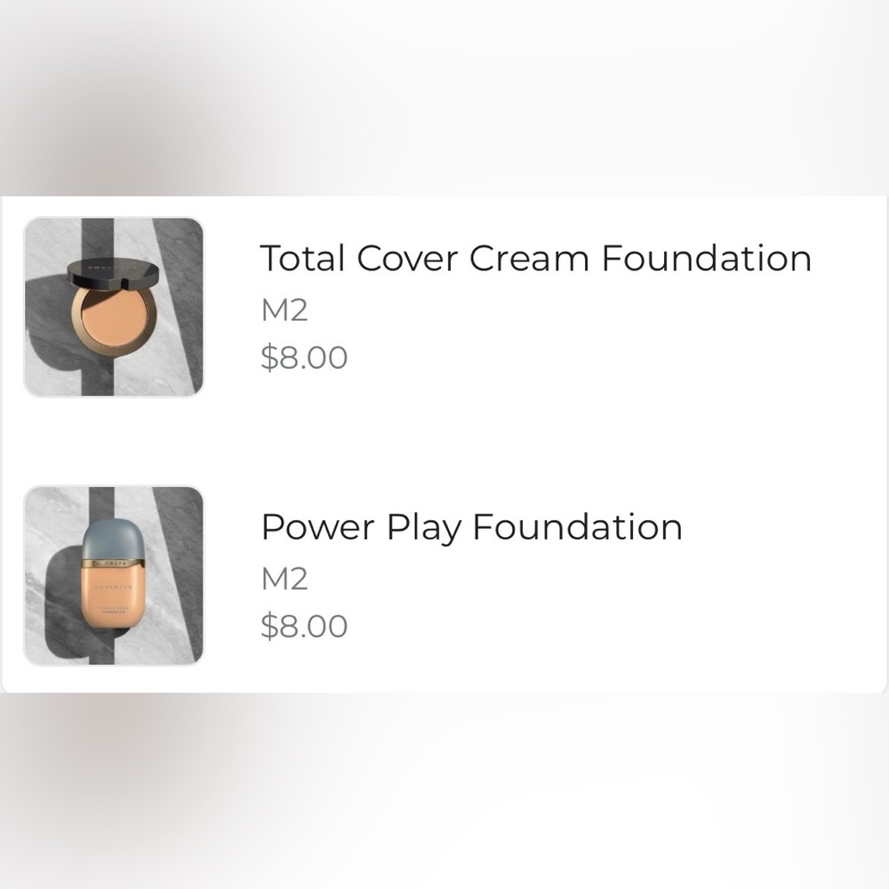 NEW CoverFX Total Cover Cream Foundation and Power Play Foundation M2